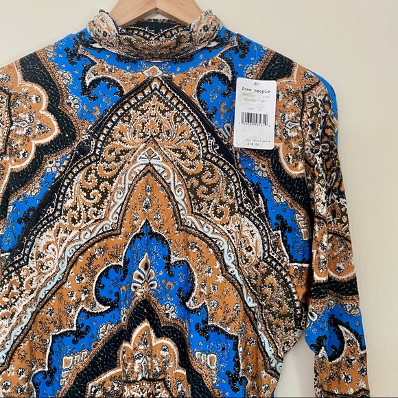 NWT FREE PEOPLE Eclipse Combo Boho Print Long Sleeve Top Size XS - Picture 4 of 8
